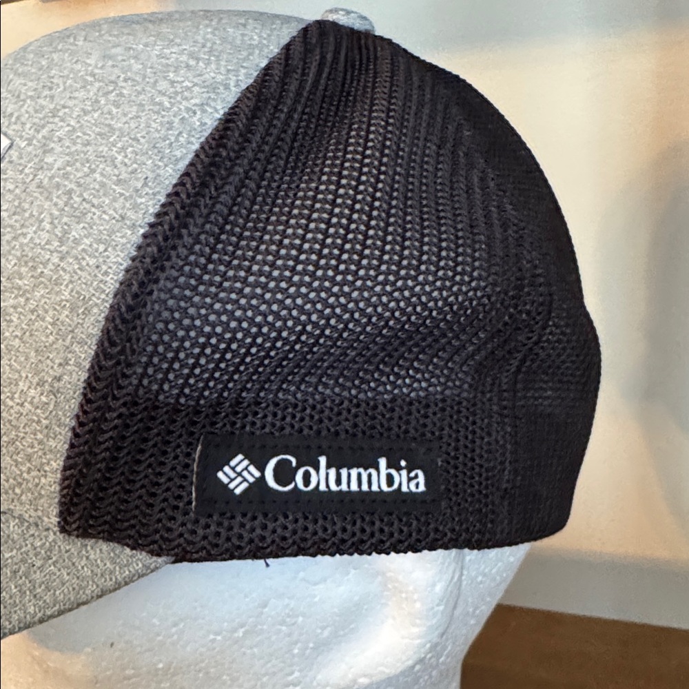 Columbia Hat Cap Size S/M Flexfit Stretch Gray Tree Flag Patch Mesh - Picture 4 of 10